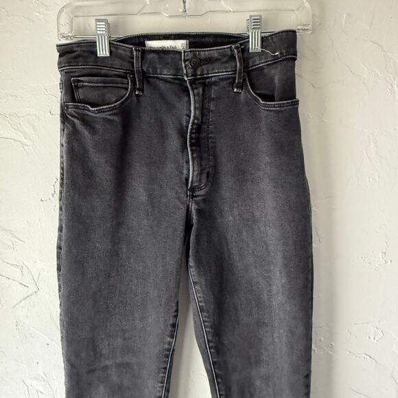 Abercrombie & Fitch Black Jeans‎ 27 High Rise Super Skinny Ankle Tie Hem Stretch - Picture 2 of 10